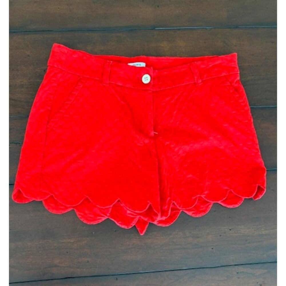 Caribbean Joe Women's Shelby Size 6 Scalloped Hem‎ Red Shorts